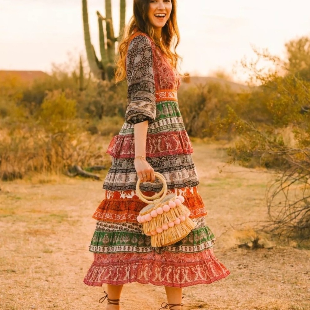 Zimmermann amari tiered midi dress